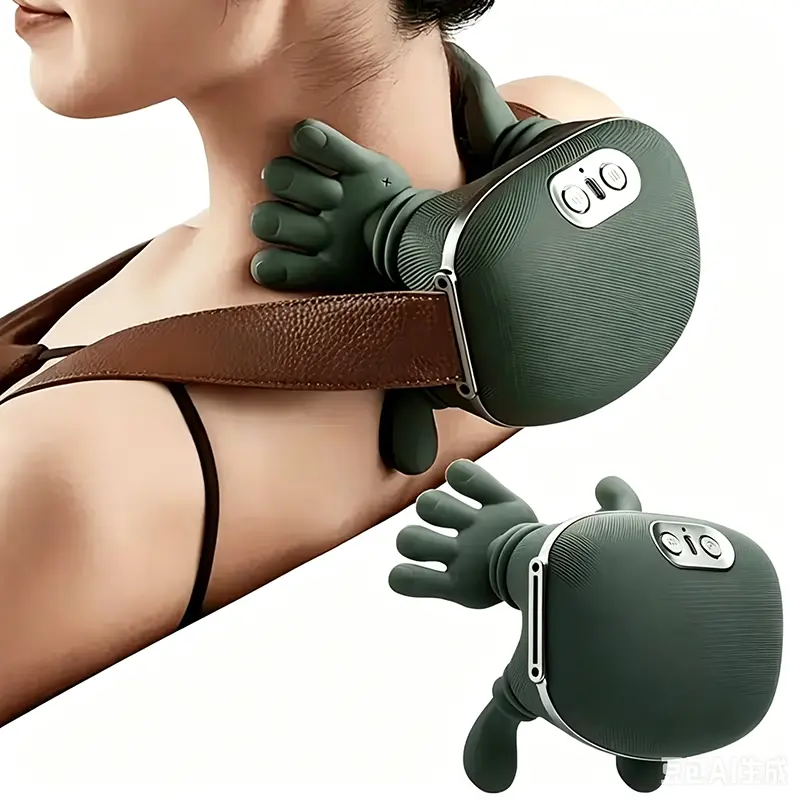 A multifunctional electric massager designed specifically for the shoulders, neck, and lower abdomen, powered by USB, compact and lightweight, utilizing acupressure massage technology and kneading pillows. Suitable for deep tissue massage, unisex gift