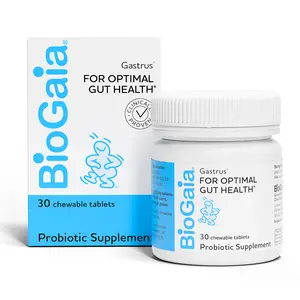 BioGaia Gastrus - Optimal Gut Health Probiotic Supplement for Healthy Digestion 30 Chewable Tablets Clinically Tested for Gas & Bloating Relief - Dietary
