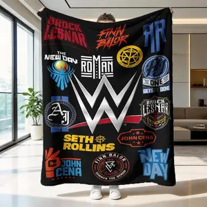 Wwe Theme Blanket, High-Weight Flannel Fabric, Soft and Warm, Anti-Wrinkle, Easy Clean, Perfect Gift for Wrestling Fans, Flannel Throw Blanket