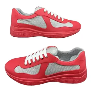Men's And Women's Soft rubber New Fabric Americas Cup trainers size 35-47 Round-Toe design matte leather Linea Rossa Voyage Sneakers lace up shoes