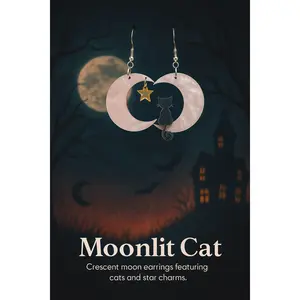 Moonlit Cat Dangle earring