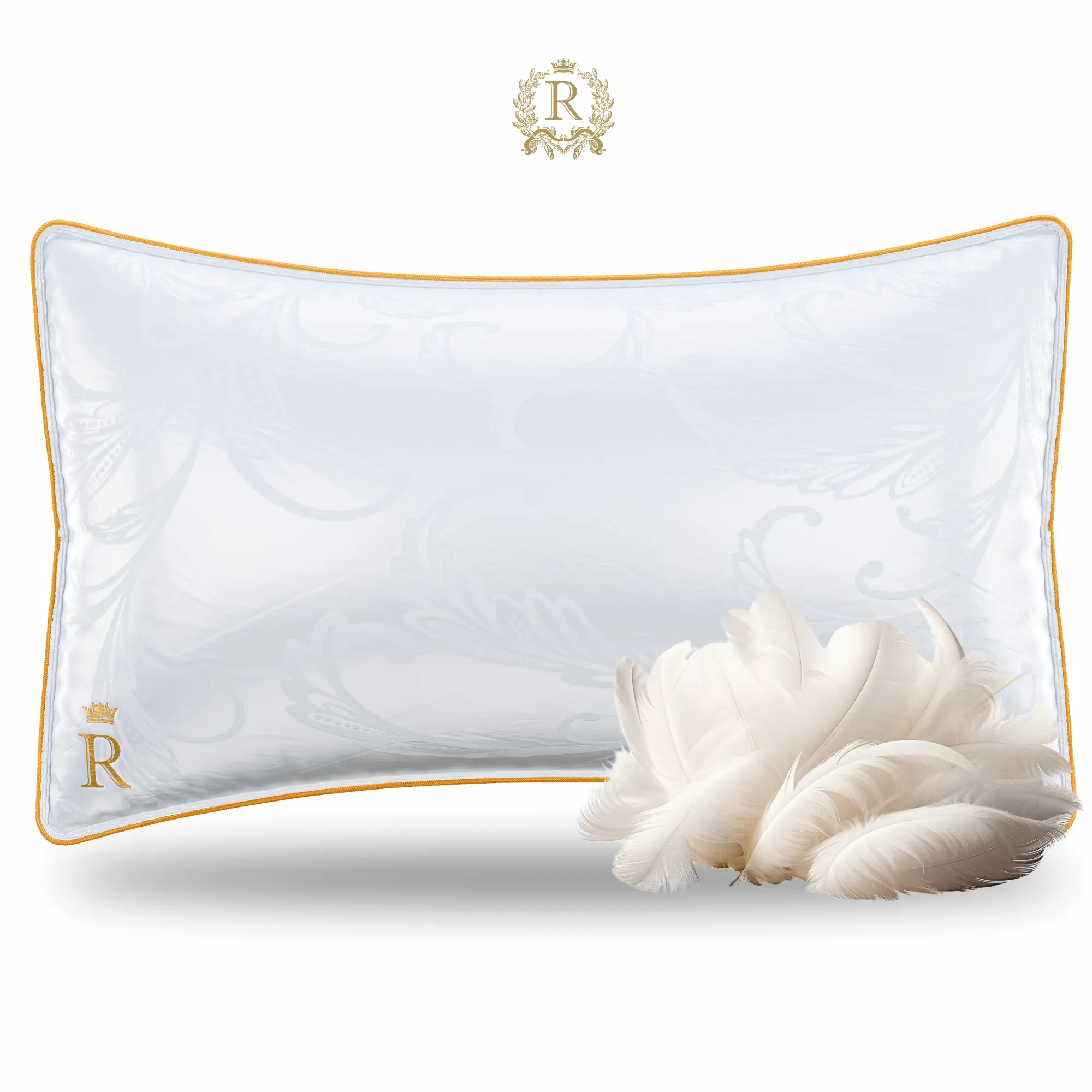 Royal Therapy Queen White Goose Feathers and Down Pillow, Premium White Bed Sleeping Breathable Hotel Collection Pillows