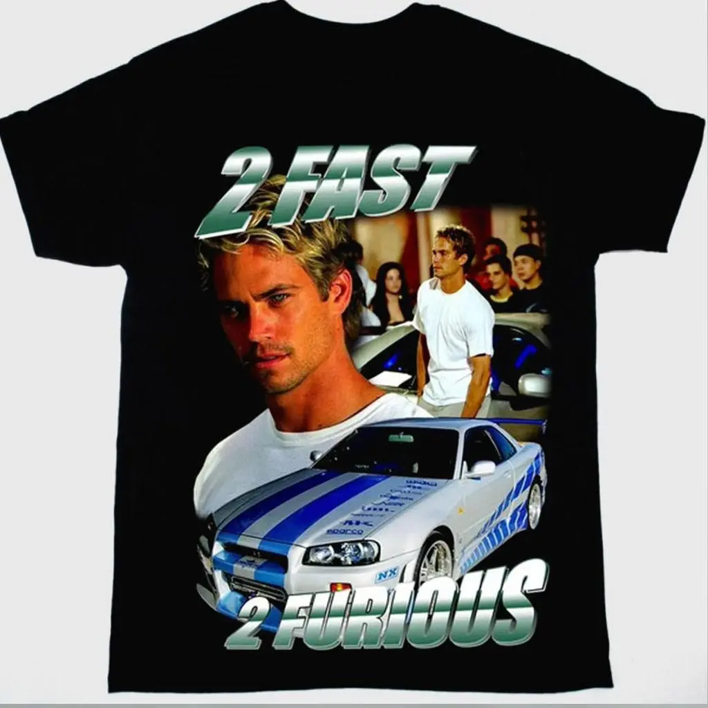 2 Fast 2 Furious Paul Walker Vintage Graphic Tee Import Tuner Racing Shirt XY030806