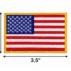 Embroidered Iron-On American Flag Patch 3.5" x 2.5" for Apparel & Crafts