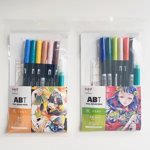 Tombow ABT 6 Dual Brush Pen Set with Water Brush Artist Bundle - Limited Edition Graphic Markers for Painting & Drawing - AB-T6CBDQA
