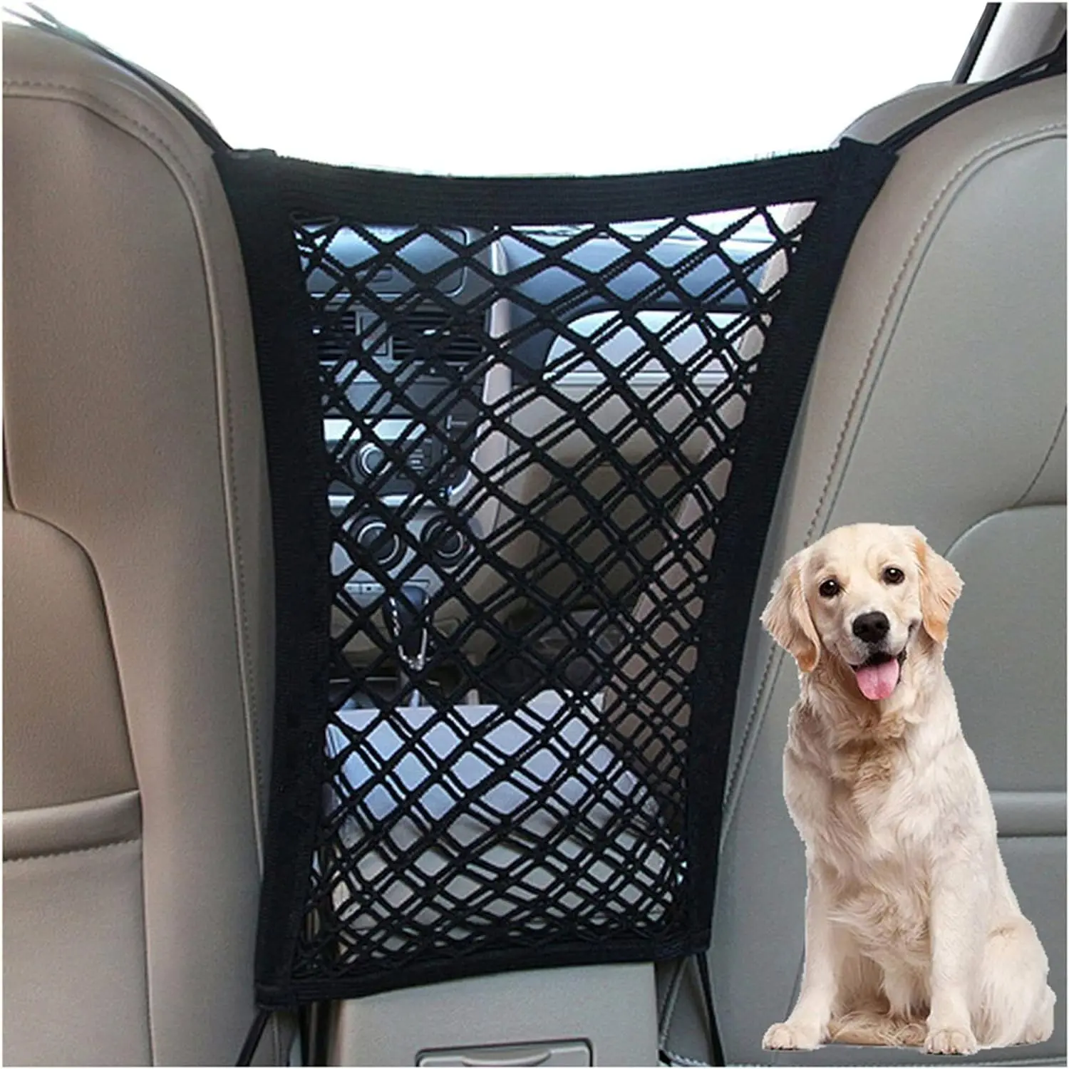 【NewYear2026】Heavy Duty Pet Car Barrier - Universal SUV/Vehicle Mesh Divider with Storage Pockets, Keep Dogs & Kids Safe - 60 Sec Install