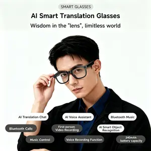 AI intelligent translation glasses, equipped with a camera for taking photos, a large model for chatting, Bluetooth for calling, music listening, and all-round recognition. The perfect birthday gift and holiday present.