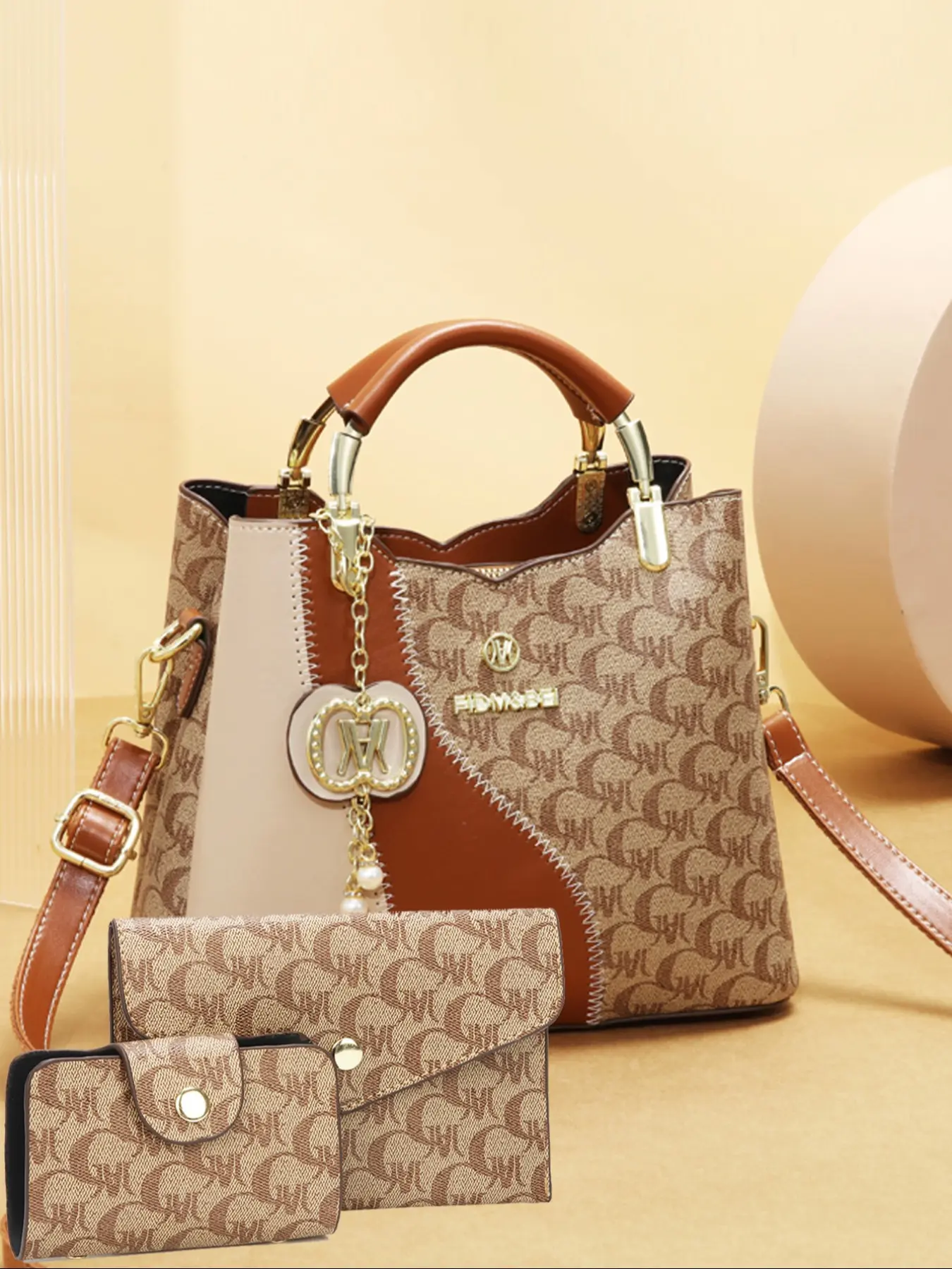 New Fashion High-End Letter Print Large Capacity Three-Piece Fashionable Handbag Combo, Stylish and Spacious, Perfect for Daily Use, Fashion Handbag Set, Fashionable Bags