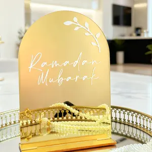 Modern Islamic Home Decor, Stylish Religious Decor, Ramadan Acrylic Sign with Stand, Eid Table Decoration, Mosque Gift Creative, Ramadan Lucky Ornament