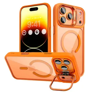 Shockproof Protective Phone Case with Integrated Camera Lens Protector & Stand for iPhone 17 Pro Max/16/15/14/13/12 Pro | MagSafe Compatible, Durable Magnetic Wireless Charging