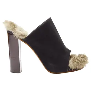 Pre-owned Celine Women's Celine Phoebe Philo suede fur mules by Rebag