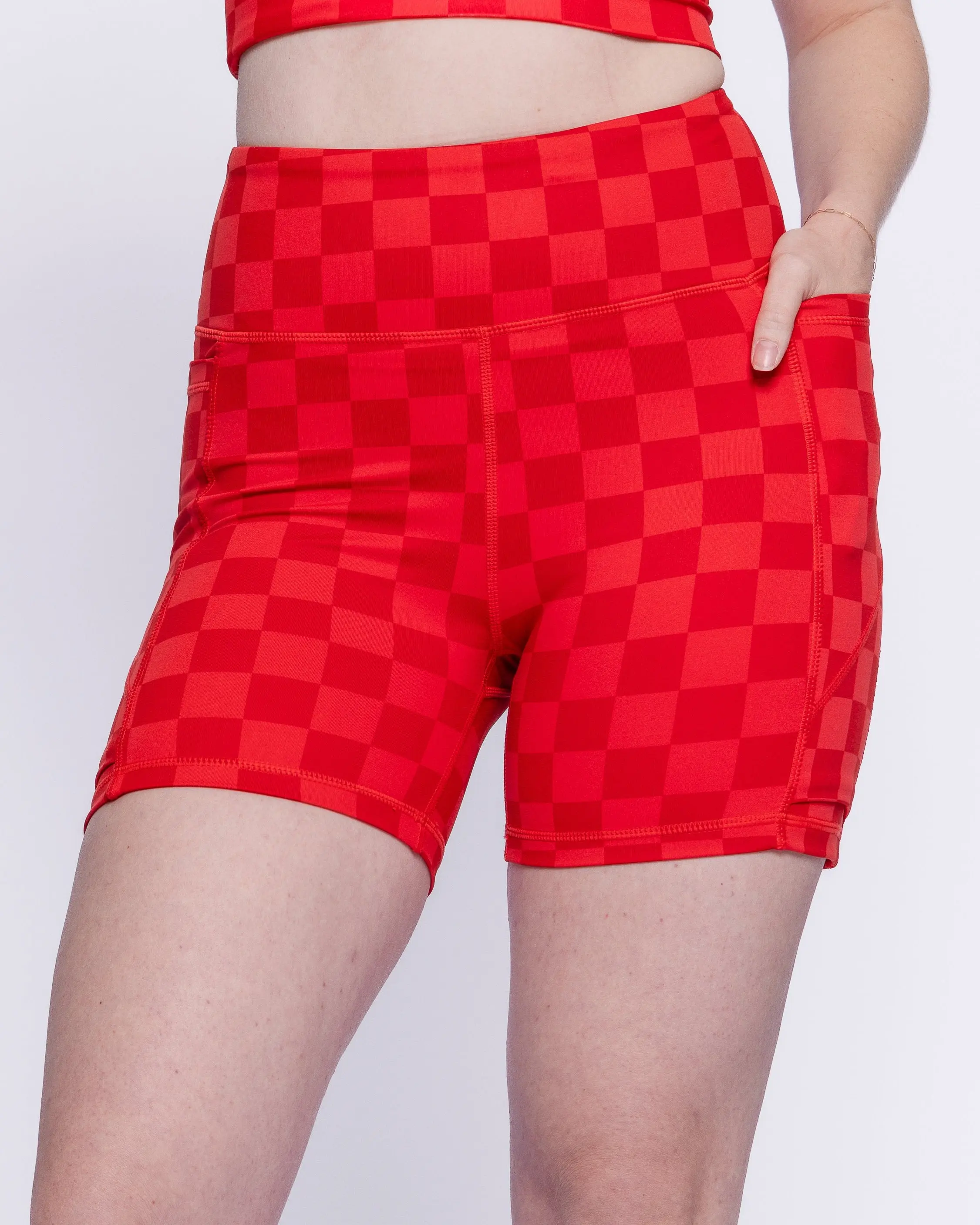 Lux Baseline Shorts (5") - Checkered Heartthrob