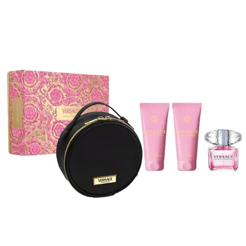 Versace Bright Crystal Gift Set for Women 4-Piece Set with Yuzu, Peony, Lotus & Musk Notes - Flower