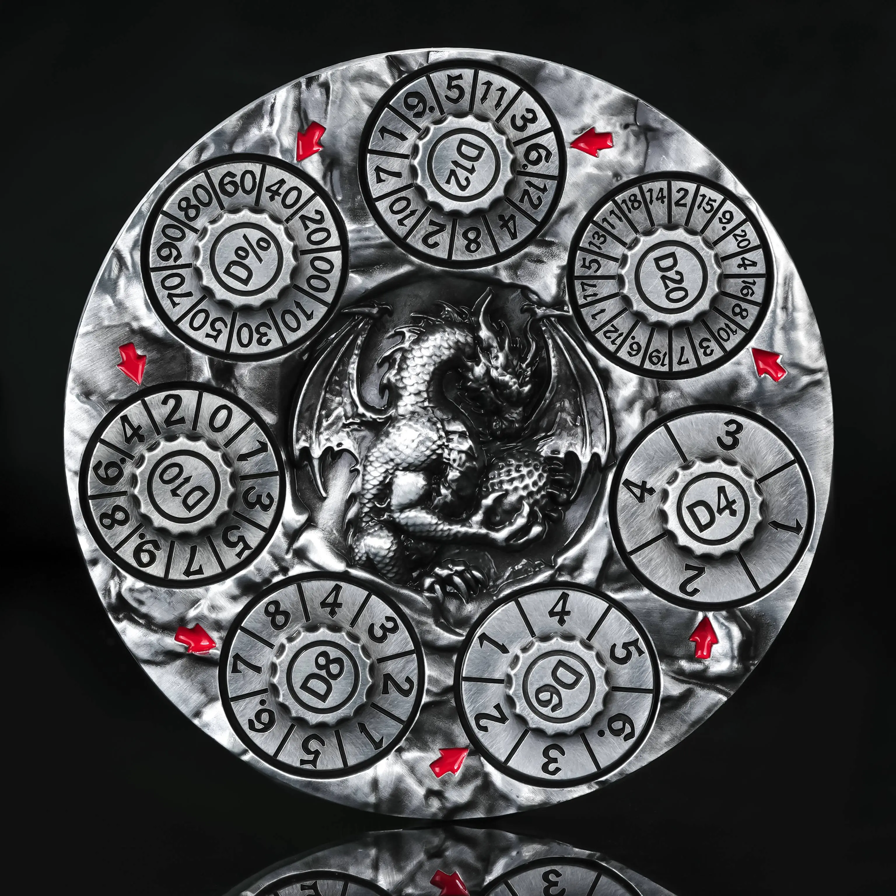 Unique Dice Spinner 7-in-1 Metal 3D Relief Dragon DND Roulette Dice ...