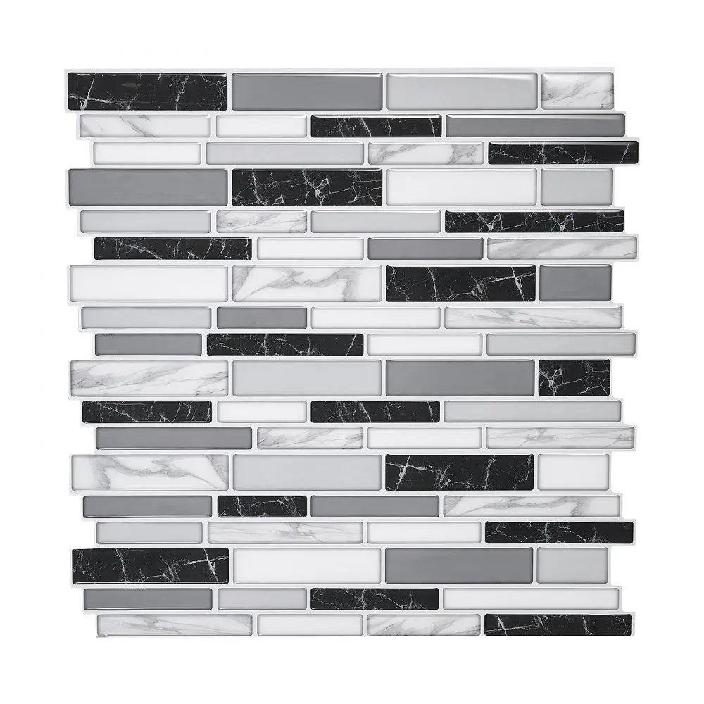 VEVOR 10-Piece Self-Adhesive Wall Board Panel Backsplash Set, 12x12in 3D Thick Stone-Look Marble Tiles, 0.78in Adhesive Backing, Enhanced Adhesion, Easy DIY, Heat-Water-Oil Resistant for Kitchen & Bathroom Decor