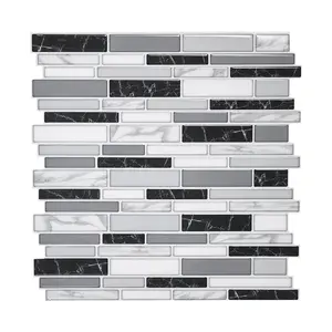 VEVOR 10-Piece Self-Adhesive Wall Board Panel Backsplash Set, 12x12in 3D Thick Stone-Look Marble Tiles, 0.78in Adhesive Backing, Enhanced Adhesion, Easy DIY, Heat-Water-Oil Resistant for Kitchen & Bathroom Decor