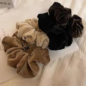Women's Velvet Hair Tie Set, Fall Winter High-End Retro Design, Anti-Slip Puffy Hair Bands, 4 Colors Available
