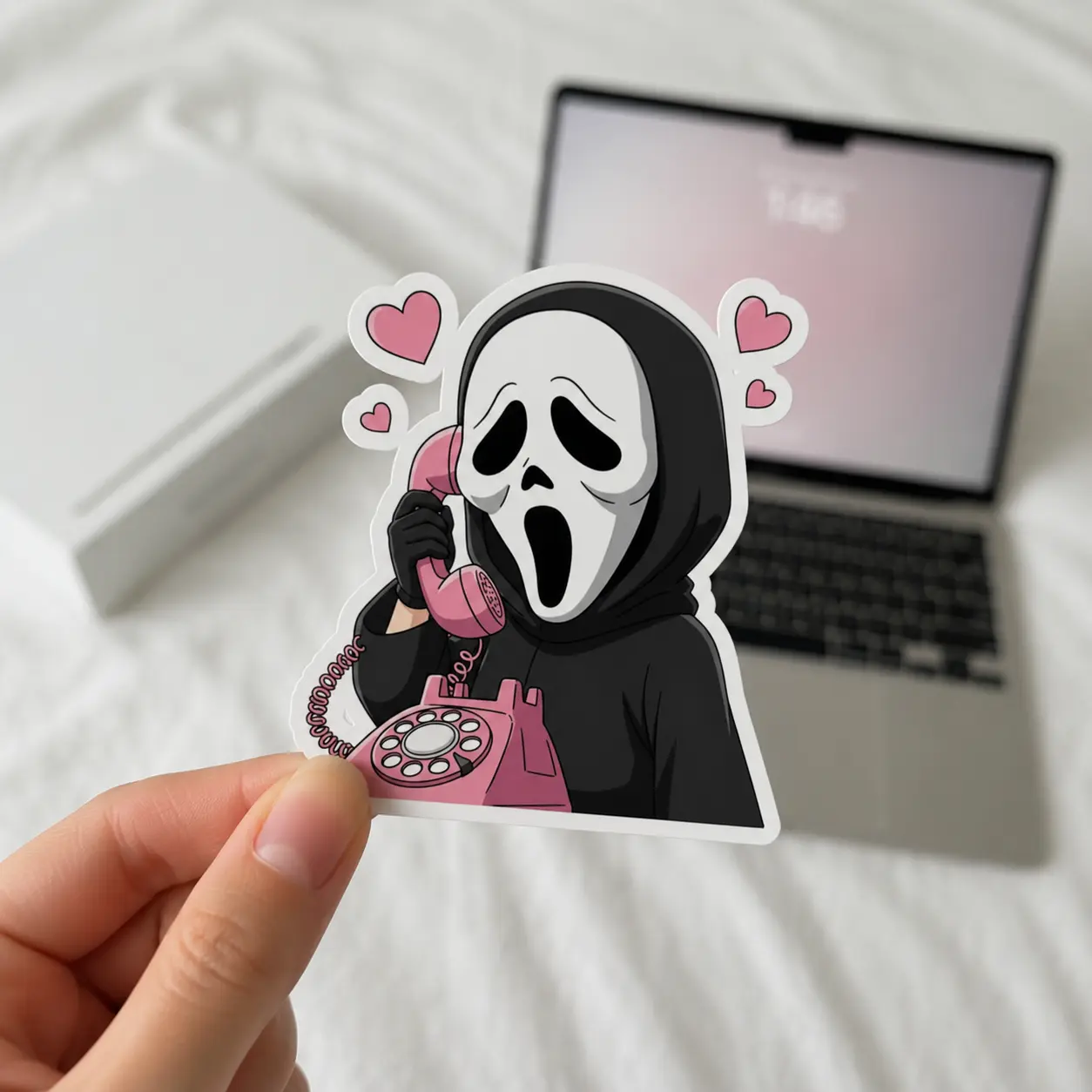 Ghost Face Kiss-Cut Stickers, Halloween Sticker Pack, Spooky Decals, Creepy Laptop Stickers, Haunted Theme Vinyl Stickers