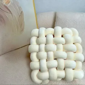 PrimPick 1knotted throw pillows, soft throw pillows, home decoration cushions, square office knotted plush throw pillow cushions, living room bedroom sofa, living room home decoration
