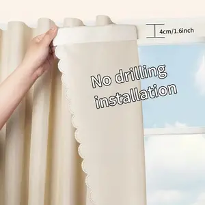 Self-Adhesive Blackout Curtains, No Drilling Required, Detachable Mosquito Netting, Minimalist Style Home Decor for Bedroom & Living Room
