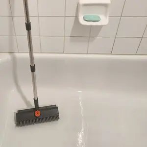 Floor Scrub Brush with Long Handle, cleaning brush,3 in 1 Scrape and Heavy-Duty Stiff Bristle Scrubber Brush for Cleaning Shower Bathroom, Patio, Garage, Kitchen, Wall and Deck,Christmas Gifts