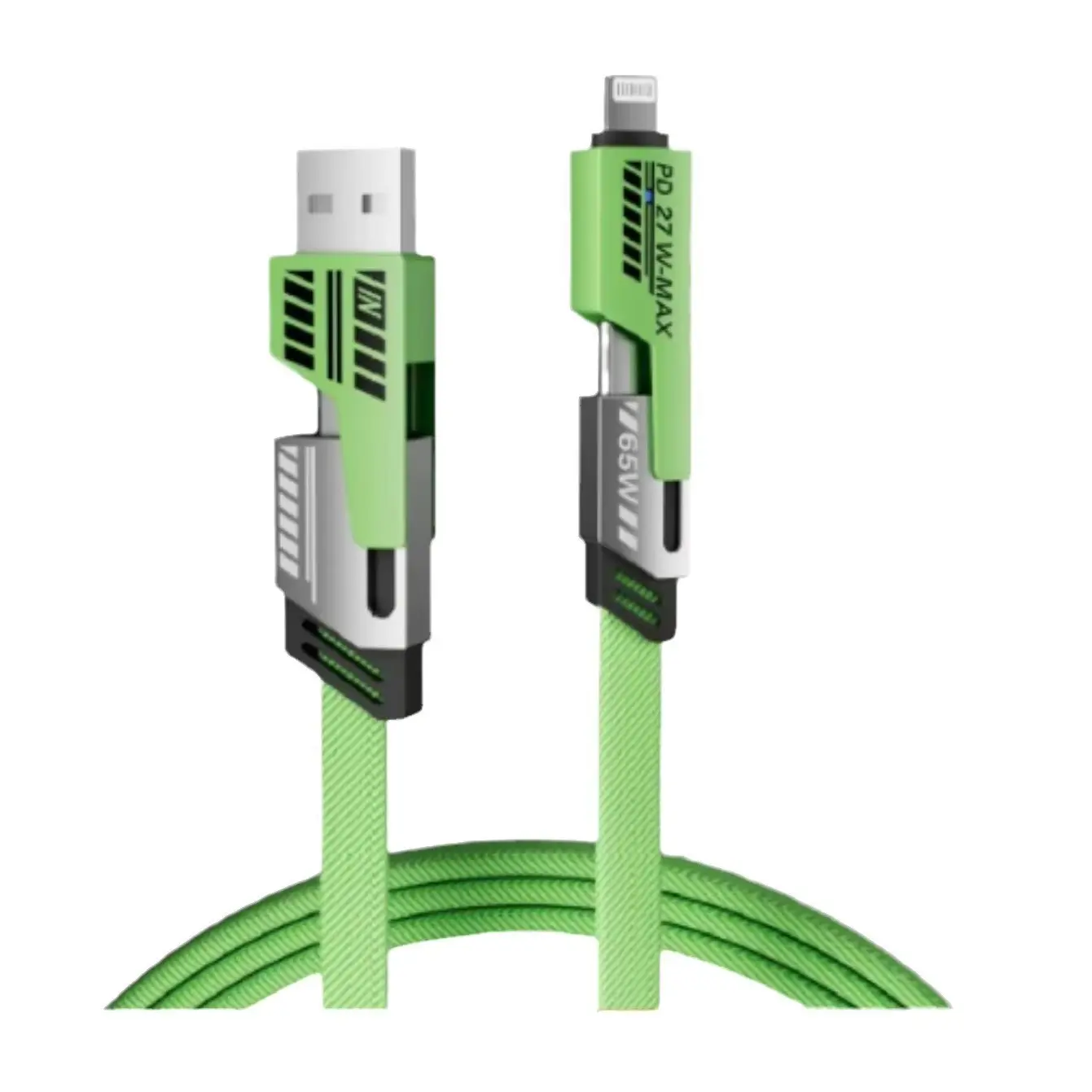 USB C Cable 4-in-1 USB-C Cable 65W USB-C Charger Cable with Hook-and-Loop Fastener and Cable Management
