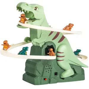 Dinosaur Climbing Stairs Track Slide Toy, Electric Dinosaur Stairs Climbing Slide Toy with 6 Cars Climbing Track Toy for Kids, Gift for Boyfriend, Men's Gift