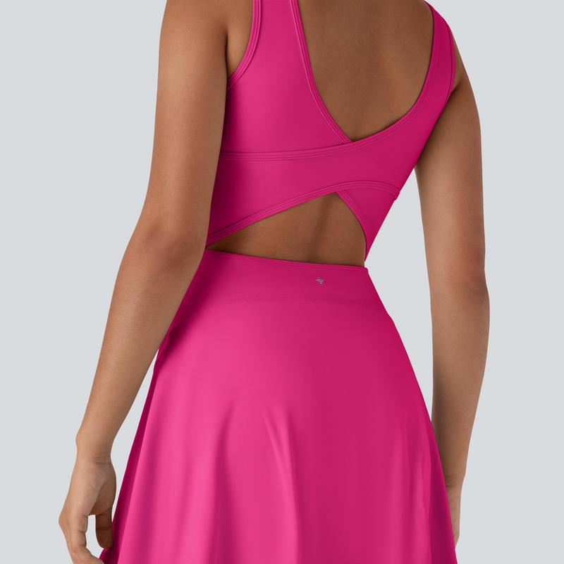 Halara SoftlyZero Airy U Neck 2-in-1 Pocket Mini Cool Touch Dance Active Dress-Easy Peezy