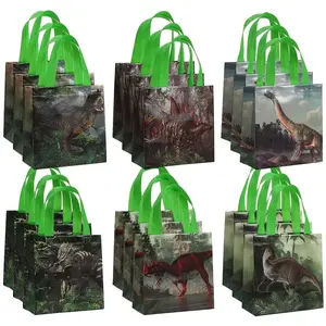 Dinosaur-Themed Party Supplies, Party Gift Packs, 18-Pack Non-Woven Tote Bags with Handles, Perfect for Birthdays & Events, Foldable Design