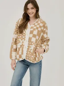 Caramel plaid oversized coat