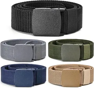 5PCS Men's & Women's Hypoallergenic Nylon Belt Smooth Buckle Heavy Duty Anti Allergy Belt for Casual Formal Outdoor Attire Durable Comfortable Ideal for School Work Travel Sports Events