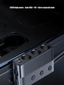 Car Charger Super Fast Charging Cigarette Lighter Adapter, One-To-Three High Power Car Converter Plug, PD Qc Dual Port Fast Charge