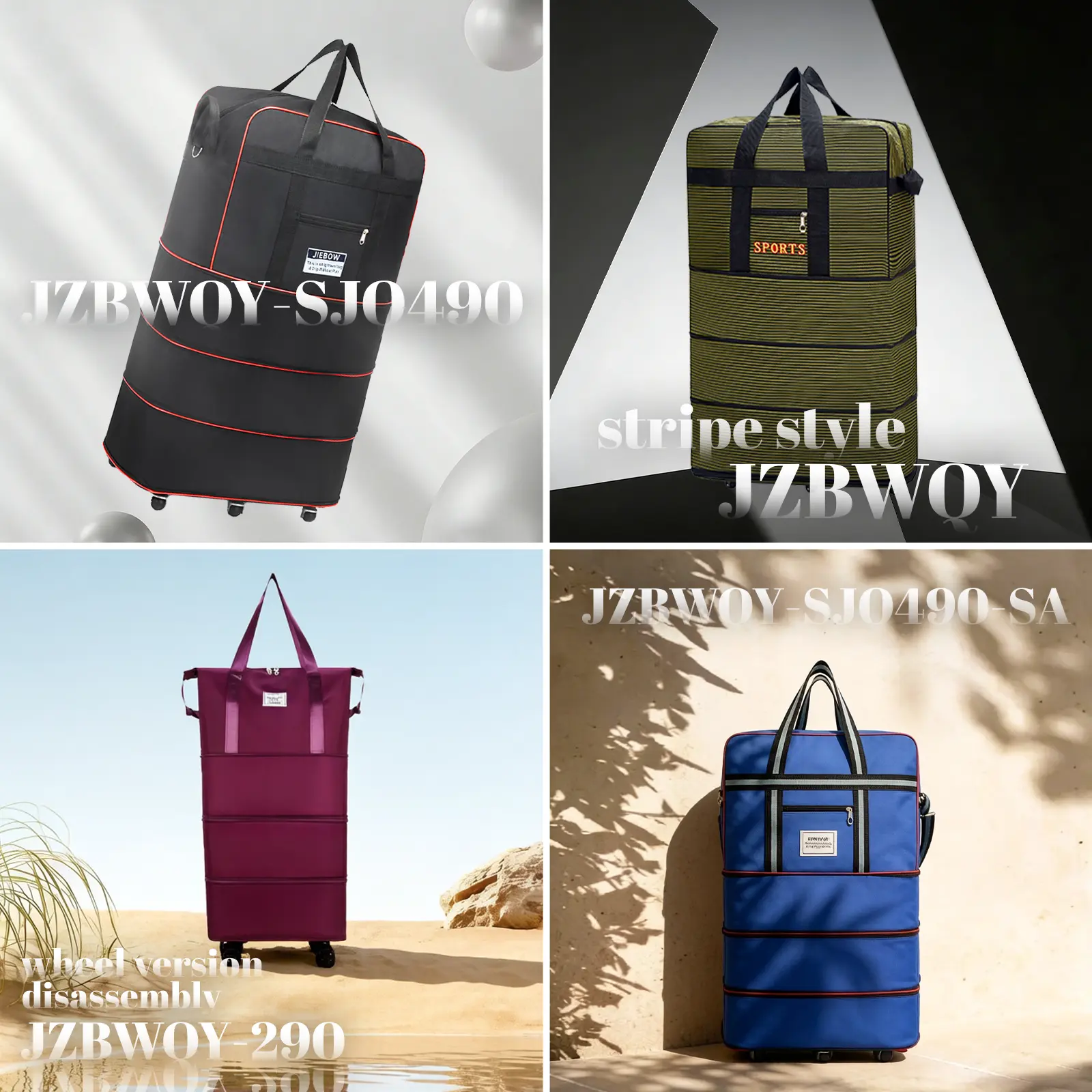 JZBWQY 100L Expandable Foldable Lightweight Rolling Luggage - 360