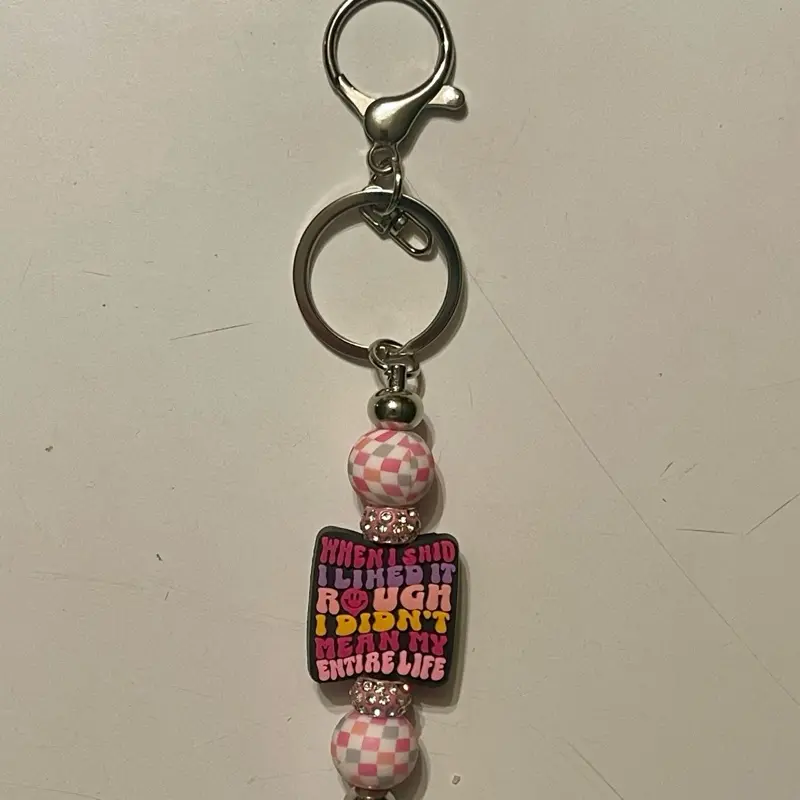 Fun & Sassy Statement Keychain with Checkered Beads
