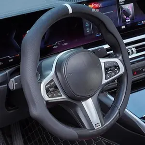 Nappa Leather Perforated 5D Steering Wheel Cover CAS Offers Non-Destructive Installation Sweat-Absorbent Breathable Non-Slip Wear-Resistant Lightweight Red Color Premium Quality Universal Fit PVC Leather Steering Wheel Cover Automotive Steeringwheelcover