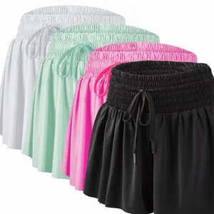 Yoga Tennis Skirt Women's High-waisted Seamless Gym Wear Short Skirt Culottes Quick-drying, Fly Away Shorts.Athletic Sport Short Exercise Gymskirt White Skort All Day Skort