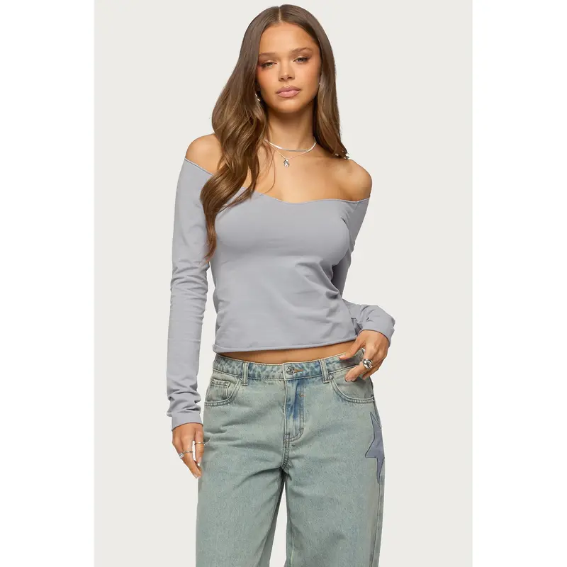 navy off shoulder top - TikTok Shop
