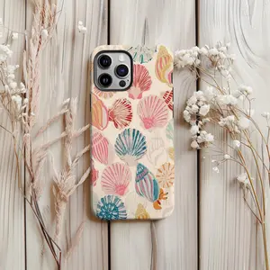 Seashell Pattern Phone Case, Beachy Tropical Ocean Protective Cover with Coastal Summer Aesthetic Style for Smartphones