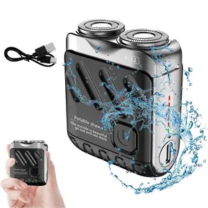 Mini Portable Electric Shaver for Men, Double-Ring Magnetic Head, Waterproof Wet/Dry Use, 1-Button Control, Adjustable Handle, Long-Lasting Battery