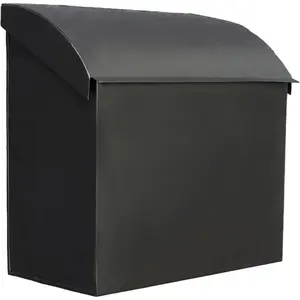 Large Waterproof Black Baxter-Style Wall Mount Mailbox for Outside House, 12.4”x7.1”x11.8 Durable Outdoor Mailbox for Home Use