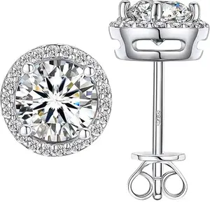 Lab Created Jewelry Earrings for Men and Women Lab Grown Diamond Stud Earrings in Sterling Silver, Mens Lab Created Earrings