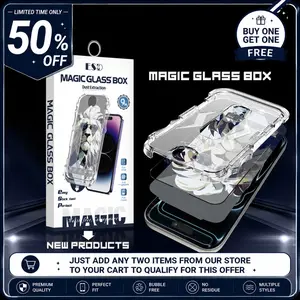 2 Pack HD Sunglasses Lion Magic Glass Box Screen Protector For iPhone 15 16 17,Full Screen Full Cover,With Easy Install Tool Kit,HD Clear Glass With Applicator,No White Edge,No Bubble,No Dust,Automatic Exhaust and Dust Removal Cellphone Protective