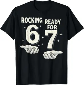 Funny Rocking 6 Ready for 7 Birthday Gift Kid Boy Girl Teens T-Shirt