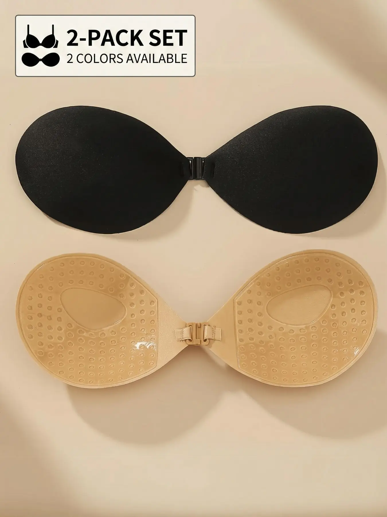 2 Packs/4 Packs Adhesive Bra Strapless Underwear - Invisible Push Up Seamless Casual Sticky Bras, Reusable Breathable Silicone Nipple Covers for Backless Dresses, Bridal, Wedding, and Party Outfits