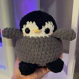 Cute Penguin Crochet Plushie Soft Stuffed Animal Cuddle Toy for Kids and Adults