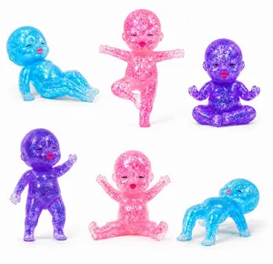 3 Pack Glitter Doll Squeeze Toys, 5.5" Soft Sensory Fidget Dolls Filled with Color Sequins, Slow Rising Stress Relief Baby Toy for Kids Adults, Reusable Anxiety Relief, Classroom Prizes & Party Favors Sparkly Squishies Relax Reliever