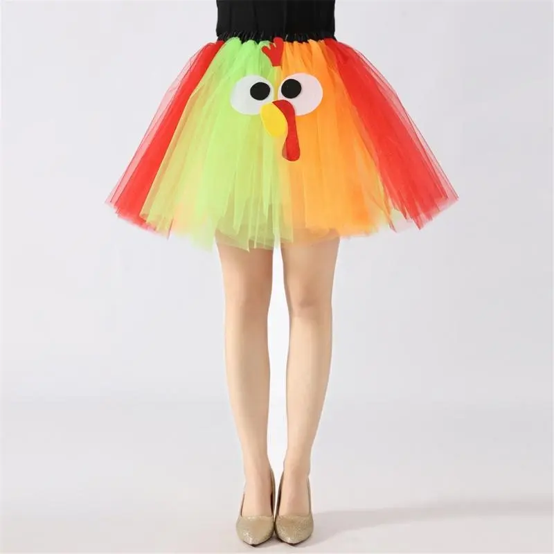 Thanksgiving Turkey Tutus Skirt Women Turkey Costumes for Halloween Party Role Play Cosplay Layered Tutus Tulle Skirt