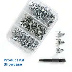 60Pcs Double-Headed Invisible Screws Kit | 3 Sizes with 1 Drill Bit | No-Nail Hole Hardware for Furniture & Woodworking