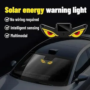Solar Powered Demon Eye LED Car Window Light, Wireless No Drilling Waterproof Animated Devil Eye Lamp with Flash & Breathing Mode for SUV Truck Windshield Decoration