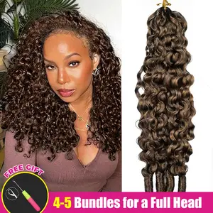 【New Color】ISEE HAIR #4 Chocolate Brown Burmese Curly Crochet Human Hair for Boho Braids Plush Texture Miracle Knots Pre-Separated 50g/Pack (32-38 Strands Per Pack) Time-Saving Wear Vacation Hair #Summervibe#ISEECrochetNewArrivals